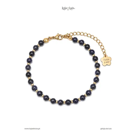 Pulseira Equilíbrio, 4mm - Pedra Estrela (Blue Sandstone)