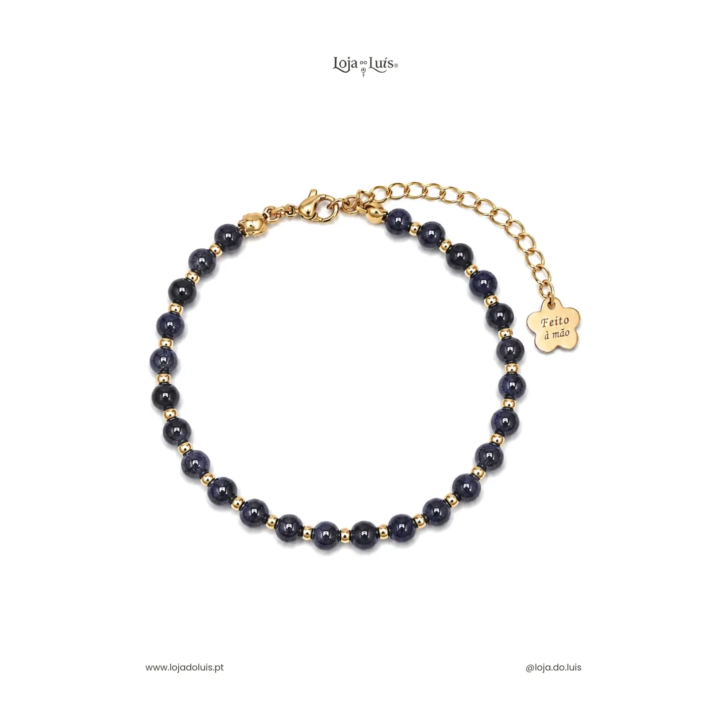 Pulseira Equilíbrio, 4mm - Pedra Estrela (Blue Sandstone)