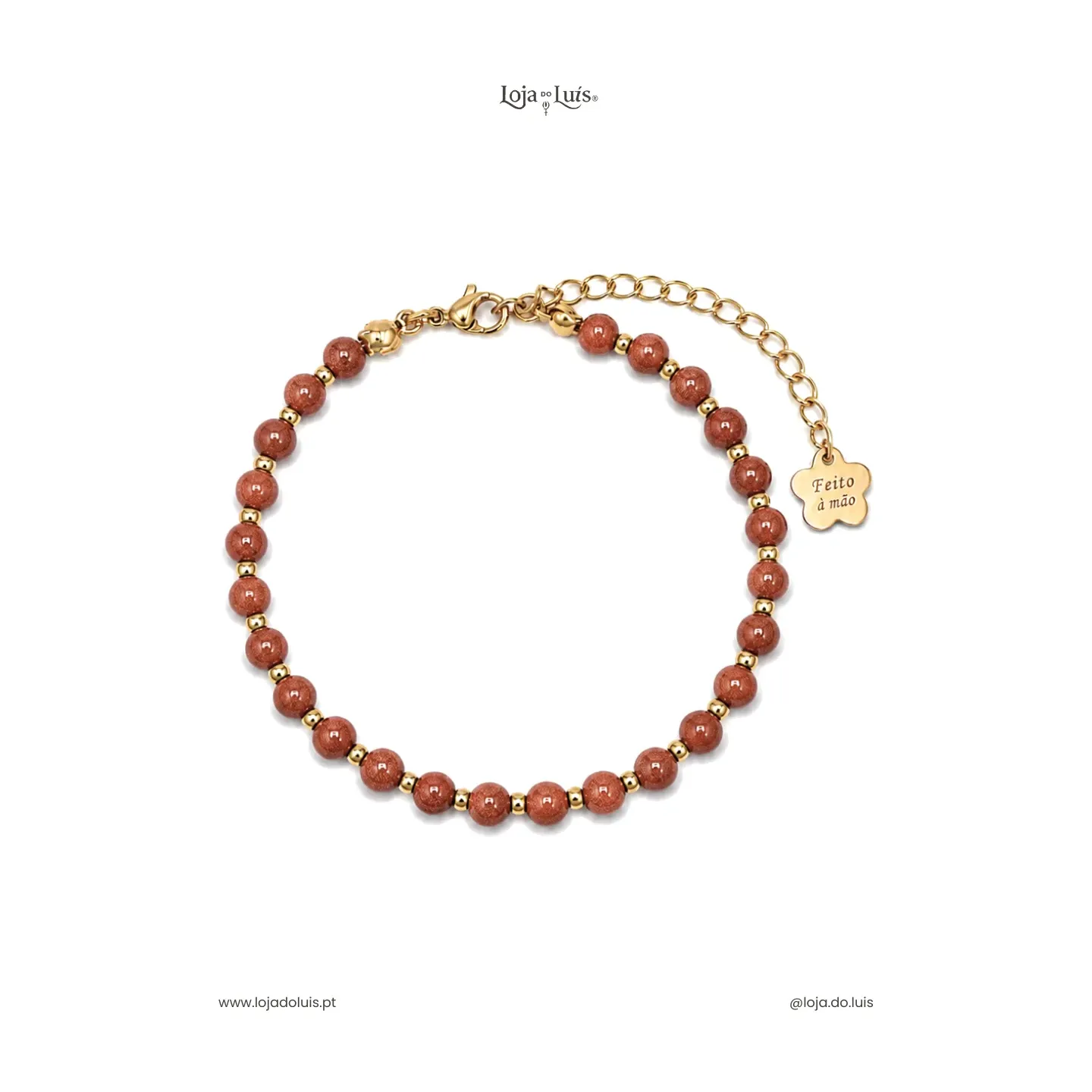 Pulseira Equilíbrio, 4mm - Pedra do Sol (Goldstone)