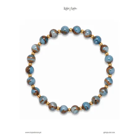 Pulseira Equilíbrio, 6mm - Ágata Lago Azul (Blue Lake)