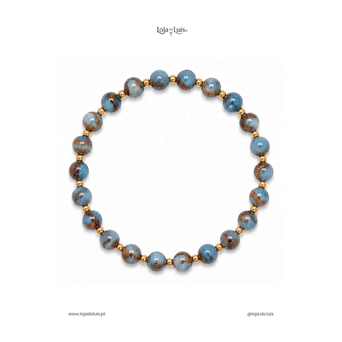 Pulseira Equilíbrio, 6mm - Ágata Lago Azul (Blue Lake)