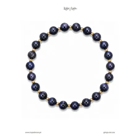 Pulseira Equilíbrio, 6mm - Pedra Estrela (Blue Sandstone)