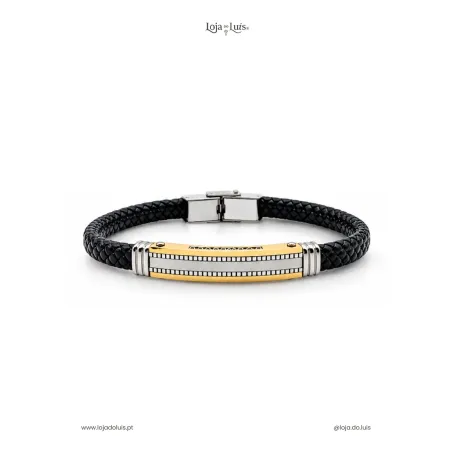Pulseira em Pele e Aço