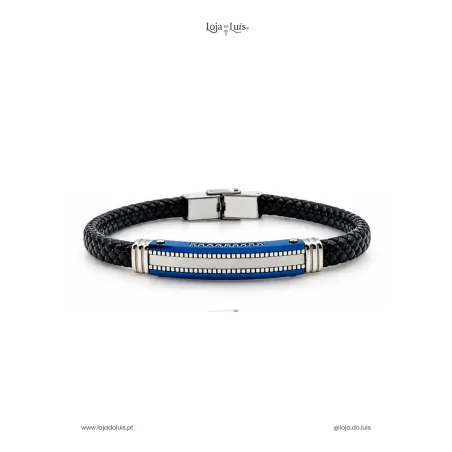 Pulseira em Pele e Aço