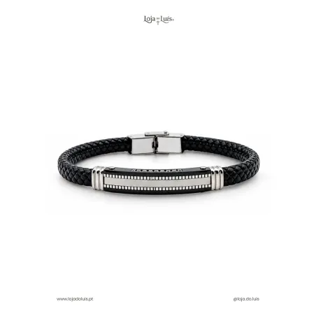 Pulseira em Pele e Aço