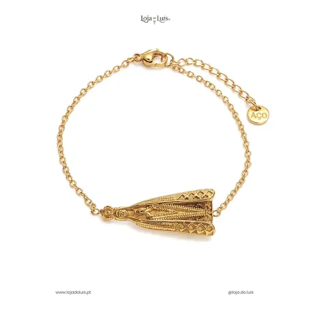 Pulseira Nossa Senhora de Fátima 3D - Dourada
