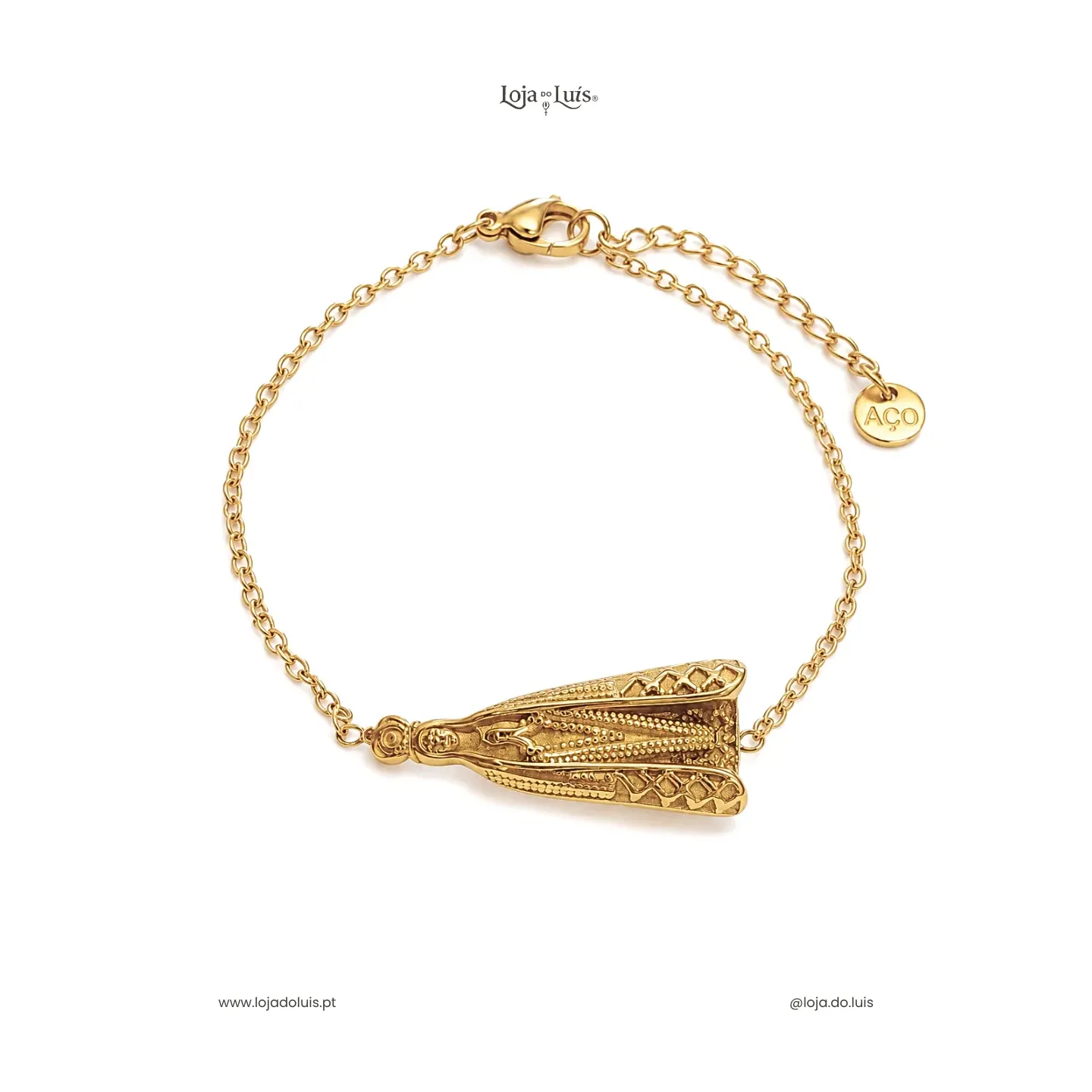 Pulseira Nossa Senhora de Fátima 3D - Dourada