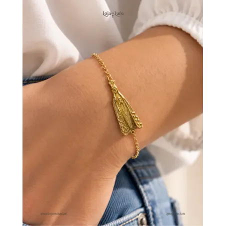 Pulseira Nossa Senhora de Fátima 3D - Dourada