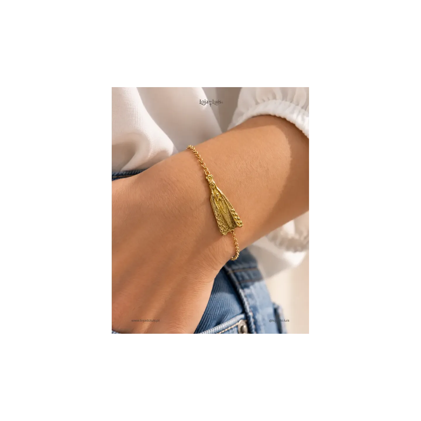 Pulseira Nossa Senhora de Fátima 3D - Dourada