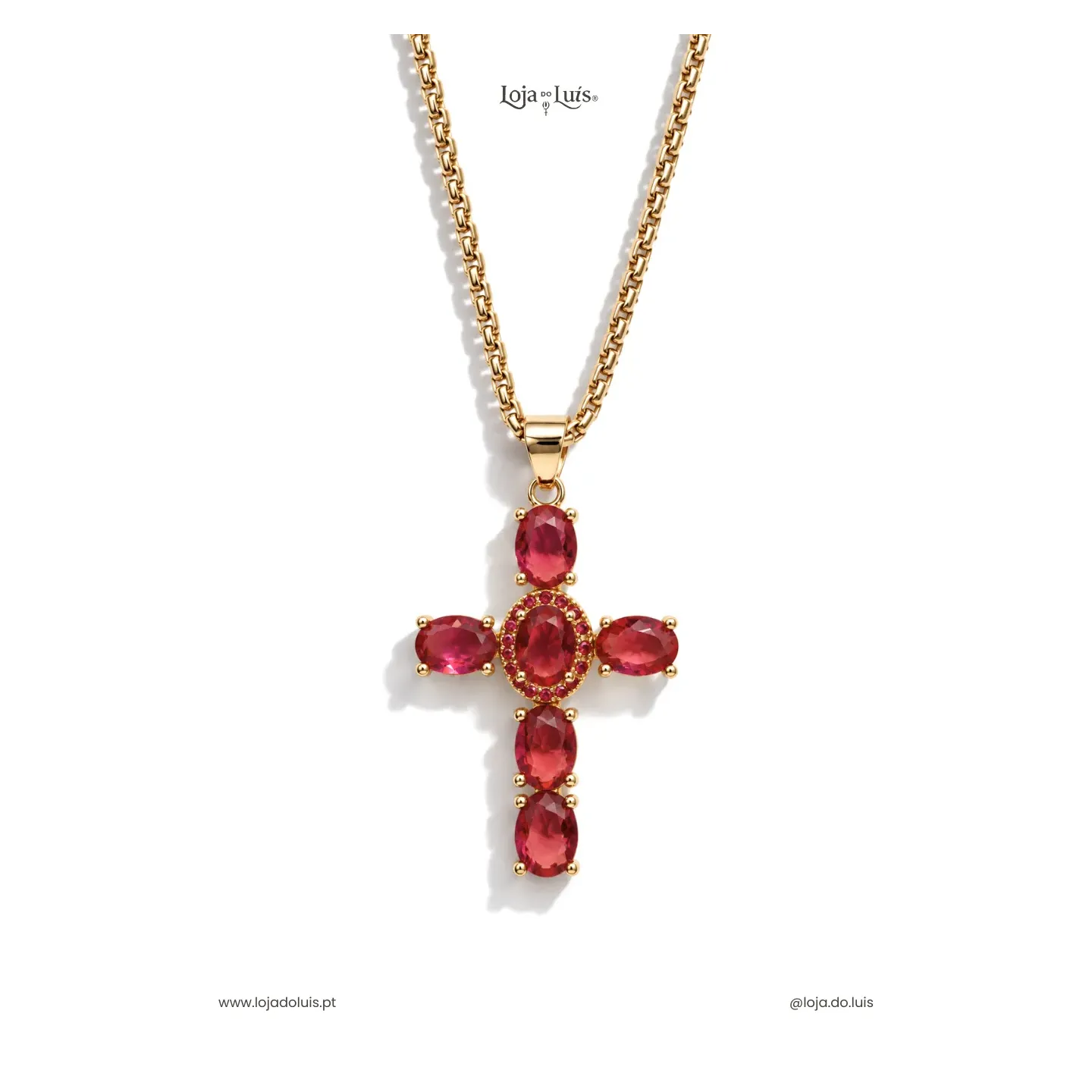 Colar Cruz Latina - Vermelho