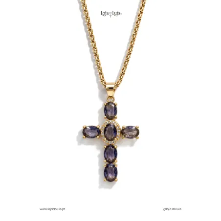 Colar Cruz Latina - Roxo