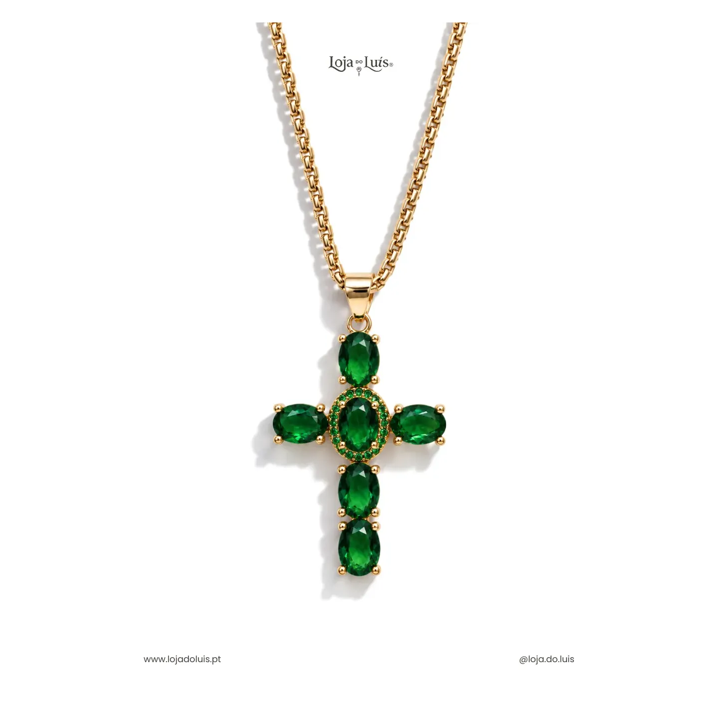 Colar Cruz Latina - Verde